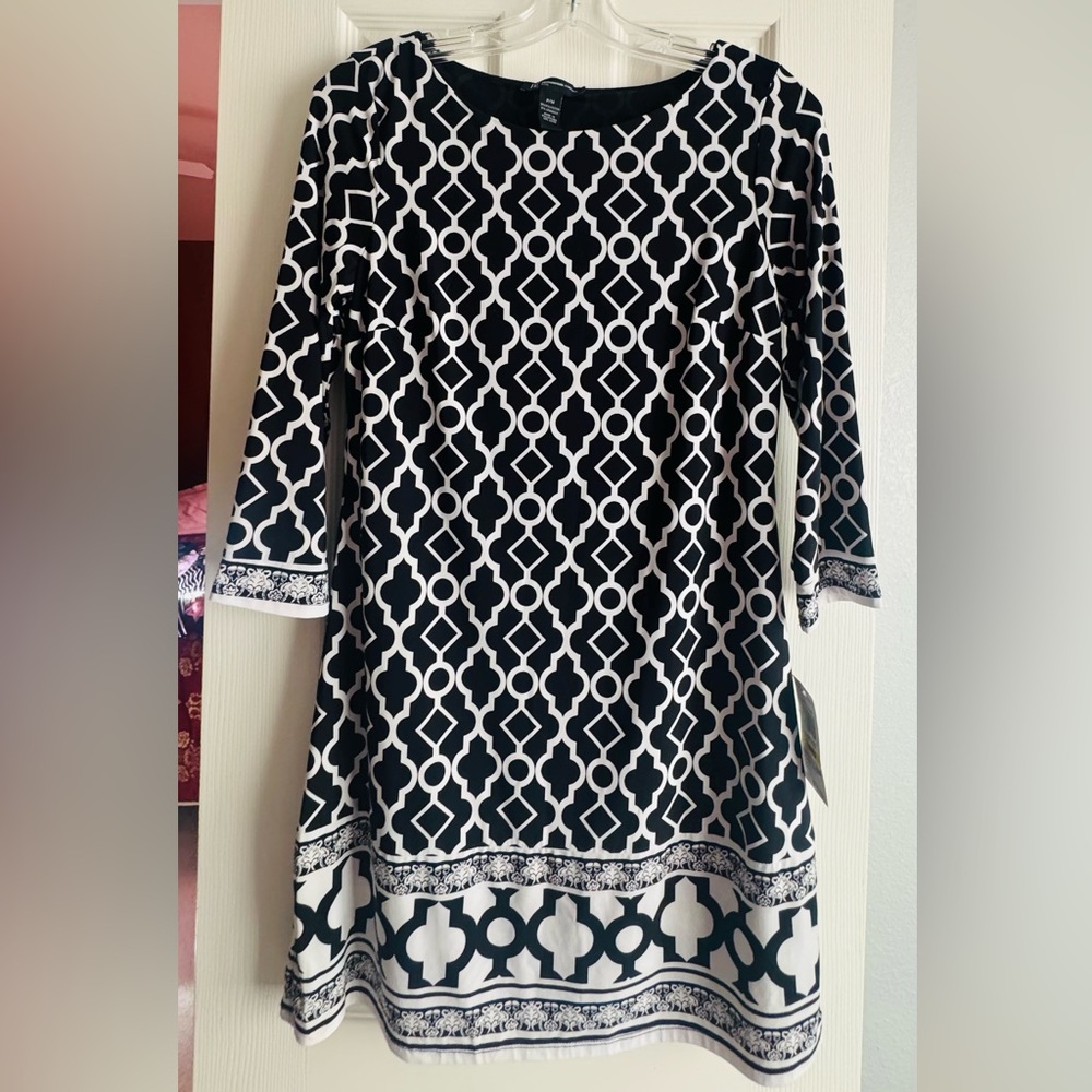 NWT - INC International Concepts Black and White Geometric Mini Dress